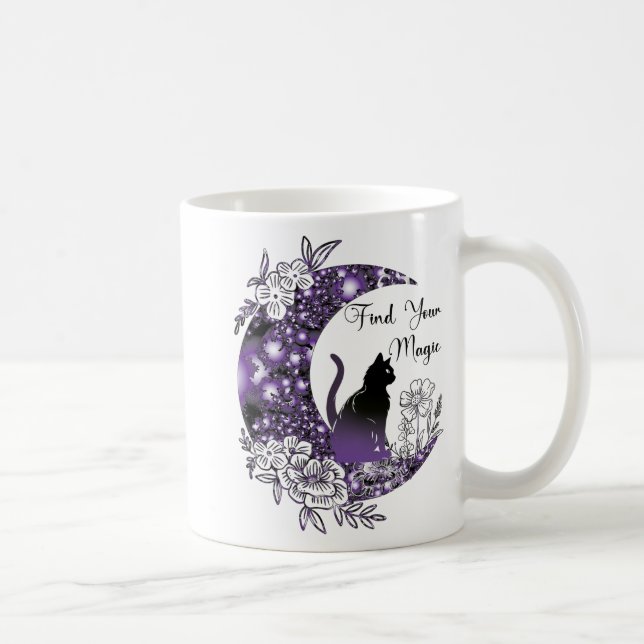 Mug Jour Graphique Mystique Céleste Noir Chat Lune (Droite)