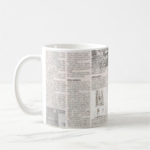 Mug Journal avec vieux texte illisible. Grunge vintage