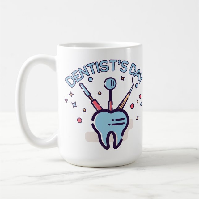 Mug Journée des dentistes rétro, outils dentaires et d (Gauche)