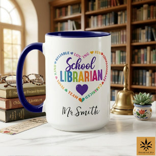 Mug Journée personnalisée de la bibliothécaire scolair