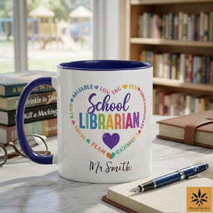Mug Journée personnalisée de la bibliothécaire scolair