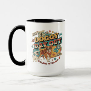 Mug Journée Rétro avec Toutou - Esthétique Vintage pou