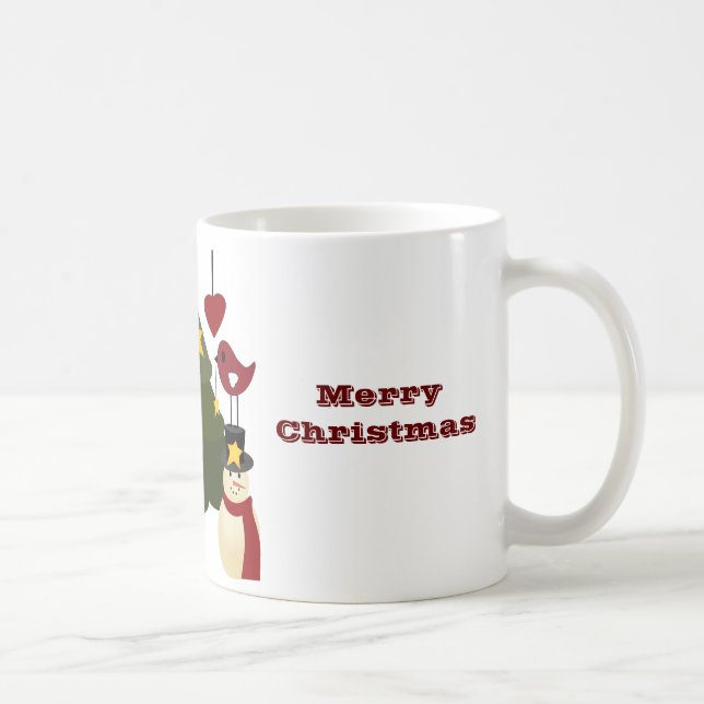 Mug Jours fériés de Noël Arbre Snowman Stars Oiseau (Droite)