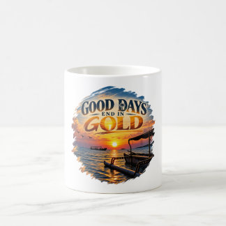 Mug Jours heureux finissent en or Art Rétro Coucher de