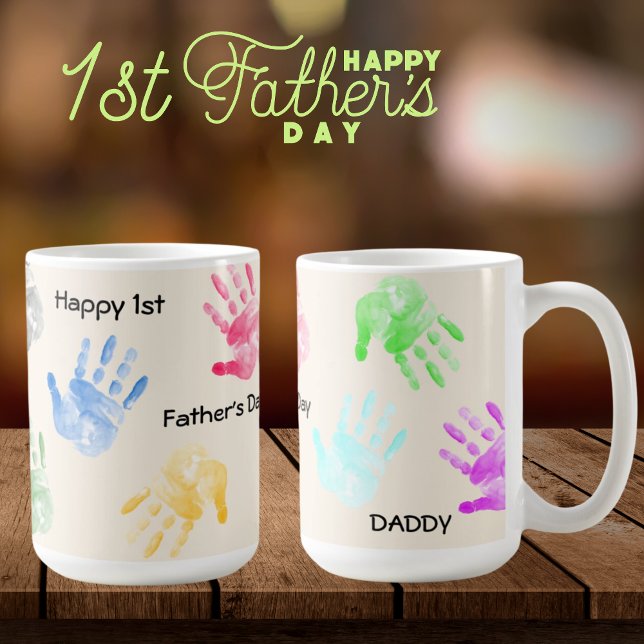 Mug Joyeuse 1ère Fête des pères papa bébé empreinte de (Créateur téléchargé)