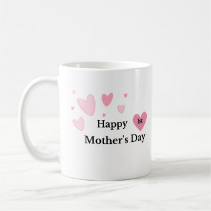 Mug Joyeuse 1ère journée des mères avec Coeurs sur un