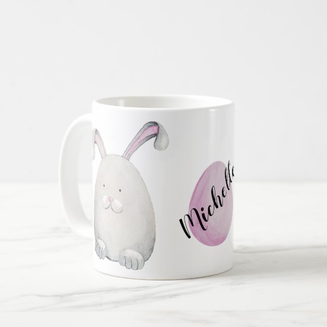 Mug Joyeuse Aquarelle de lapin de Pâques peinte à la m (Devant gauche)