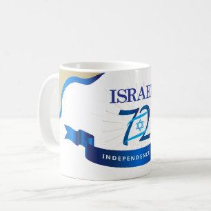 Mug Joyeuse fête de l'indépendance d'Israël Étoile ble