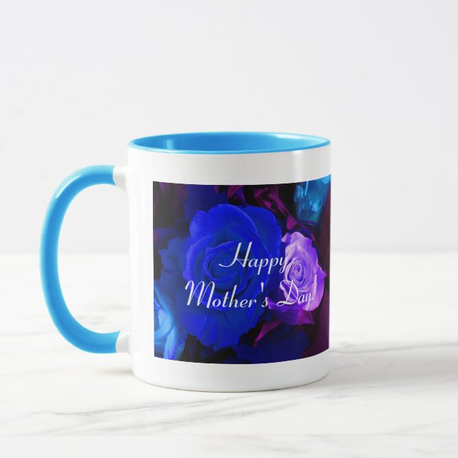 Mug Joyeuse fête des mères Bleu pourpre Rose V (Gauche)
