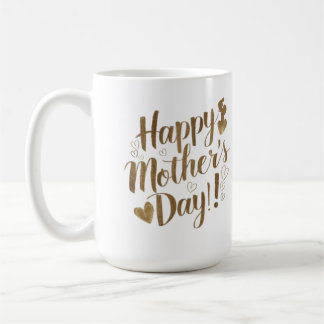 Mug Joyeuse Fête des Mères Cœur en écriture dorée