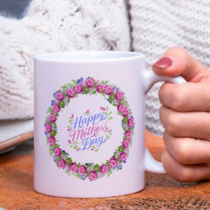 Mug Joyeuse Fête des mères couronne rose florale