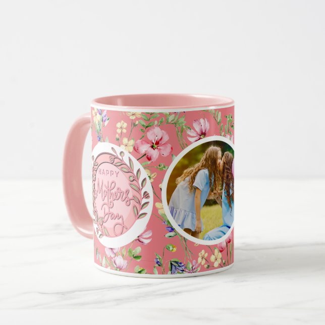 Mug Joyeuse Fête des Mères Élégante Photo moderne (Devant gauche)