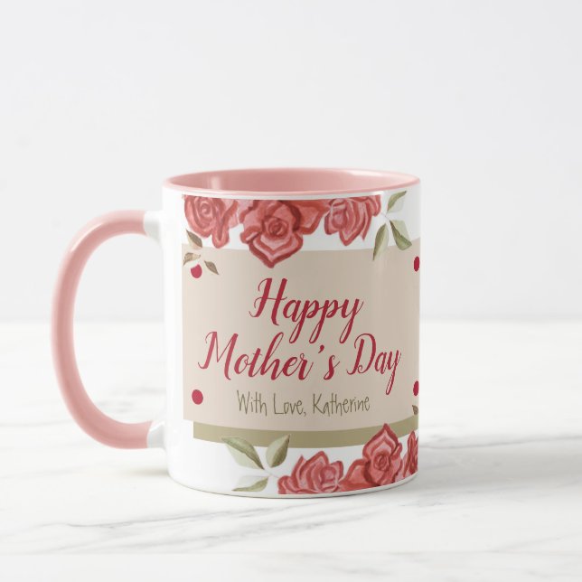 Mug Joyeuse fête des mères Floral Classic Roses Roses  (Gauche)