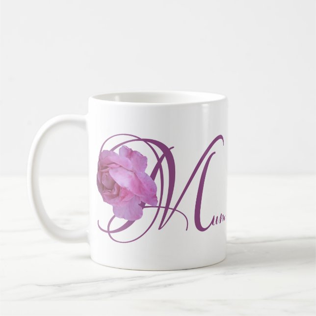 Mug Joyeuse fête des mères jolie rose rose floral élég (Gauche)