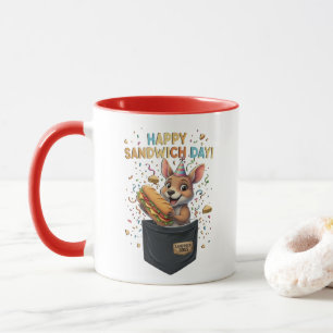 Mug Joyeuse Fête du Sandwich Patron- Kangourou Foodie 