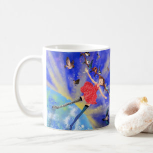 Mug Joyeuse fille aux oiseaux - Happines - Joie -