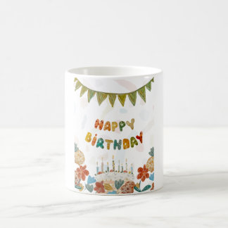 Mug Joyeuse fleur de gâteau d'anniversaire mignon colo