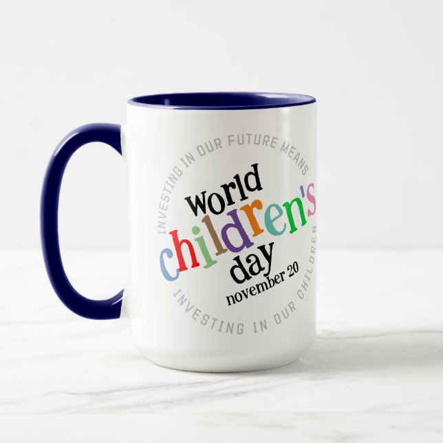 Mug Joyeuse Journée mondiale des enfants colorée (Gauche)