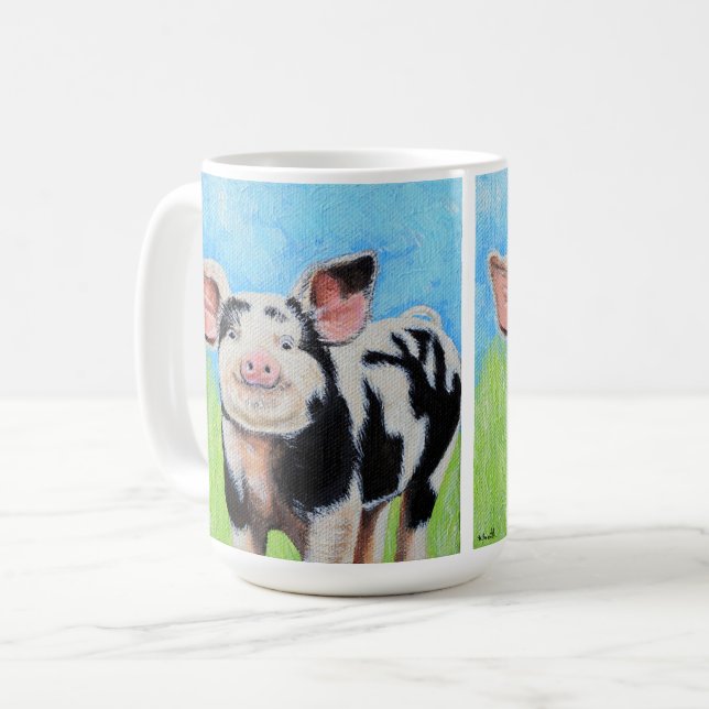 Mug Joyeuse peinture de petit cochon (Devant gauche)