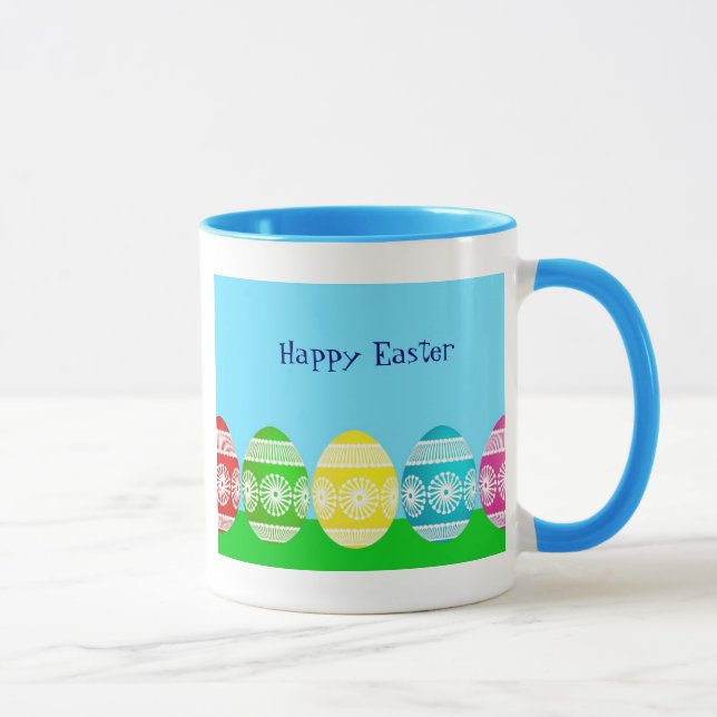 Mug Joyeuse poudreuse de Pâques bleu conception d'oeuf (Droite)
