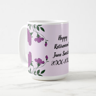 Mug Joyeuse retraite Florale à fleurs violettes employ