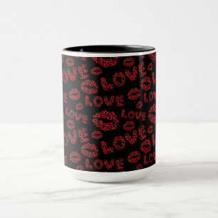 Mug Joyeuse Saint-Valentin Amour Élégant Rouge & Noir