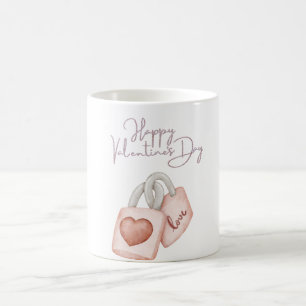 Mug Joyeuse Saint Valentin Cadenas d'Amour Cœur Rose R