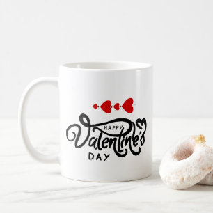 Mug Joyeuse Saint-Valentin calligraphie Cœurs Rouges F