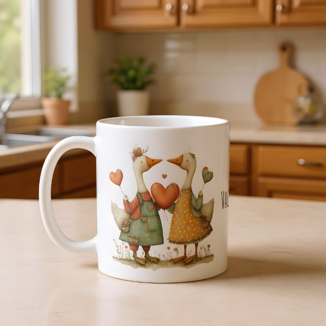 Mug Joyeuse Saint-Valentin Charming Geese (Créateur téléchargé)