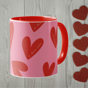 Mug Joyeuse Saint-Valentin Cœurs roses rouges 'Je t'ai