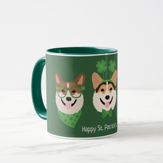 Mug Joyeuse St Patrick Pembroke Welsh Corgi Chiens (Devant gauche)