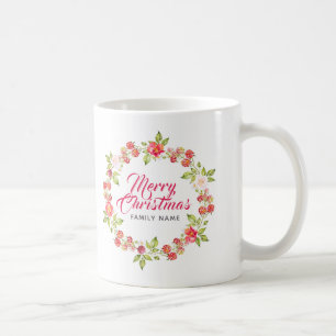 Mug Joyeuse typographie de Noël et couronne rouge