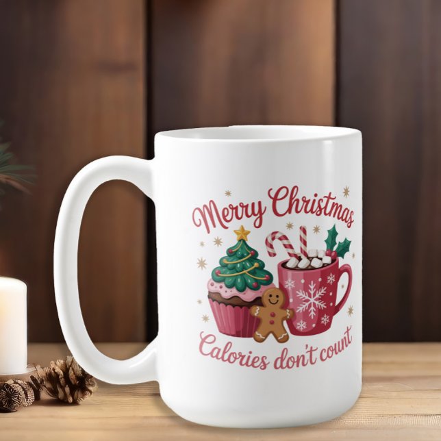Mug Joyeuses calories de Noël ne comptent pas Cupcake  (Coffee and cupcakes "Merry Christmas Calories don't Count." mug)