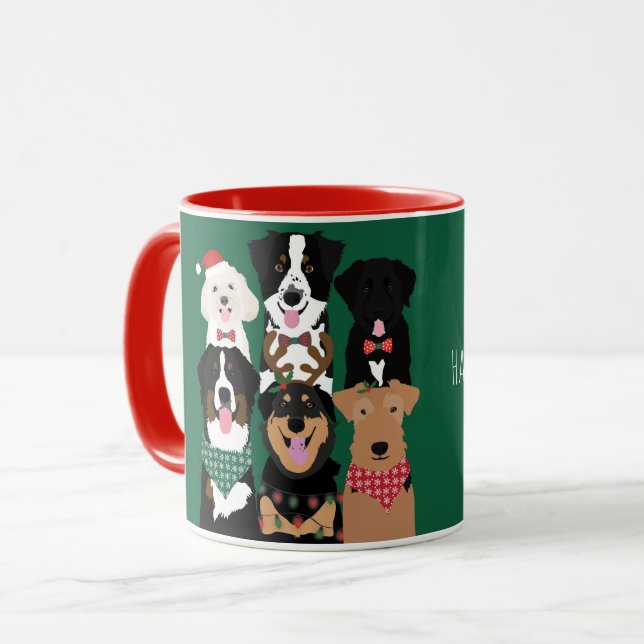 Mug Joyeuses fêtes Chiens mignons (Devant gauche)