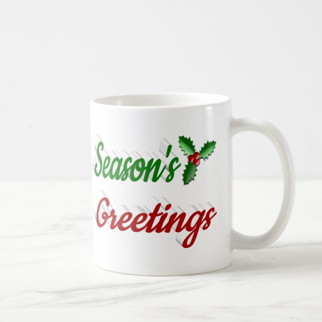 Mug Joyeuses Fêtes Holly demi-écriture de Noël (Droite)