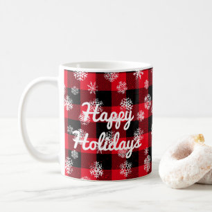 Mug Joyeuses fêtes l Snowflakes Red Buffalo Plaid