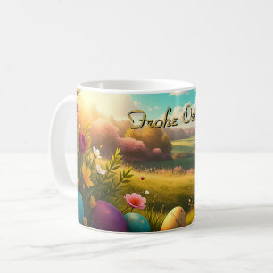 Mug Joyeuses Pâques dans un paysage printanier
