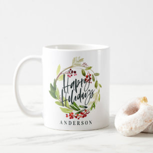 Mug Joyeuses vacances aquarelle fleurie vacances