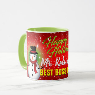 Mug Joyeuses vacances meilleur patron jamais avec le n