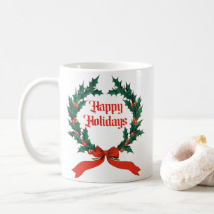 Mug Joyeuses vacances Vintage Holly Noël Wreath