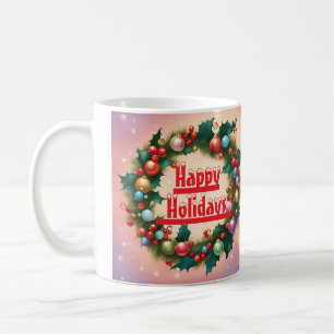 Mug Joyeuses vacances Wreath Colorful Christmas neige