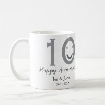 Joyeux 10e anniversaire nom date gris gras émoji