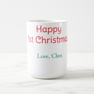 Mug joyeux 1er noël rouge vert amour nom simple