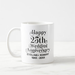 Mug Joyeux 25ème anniversaire de Mariage Typographie n