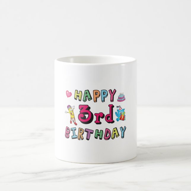 Mug Joyeux 3ème anniversaire voeux d'anniversaire 3 an (Centre)