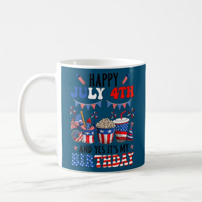 Mug Joyeux 4 juillet et oui c'est mon anniversaire qua (Gauche)