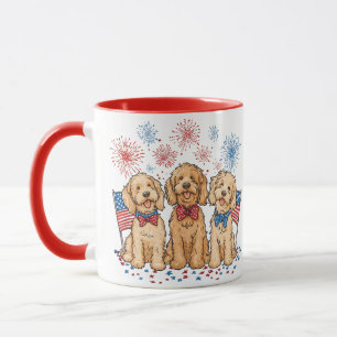 Mug Joyeux 4 juillet Goldendoodle Dogs Fireworks