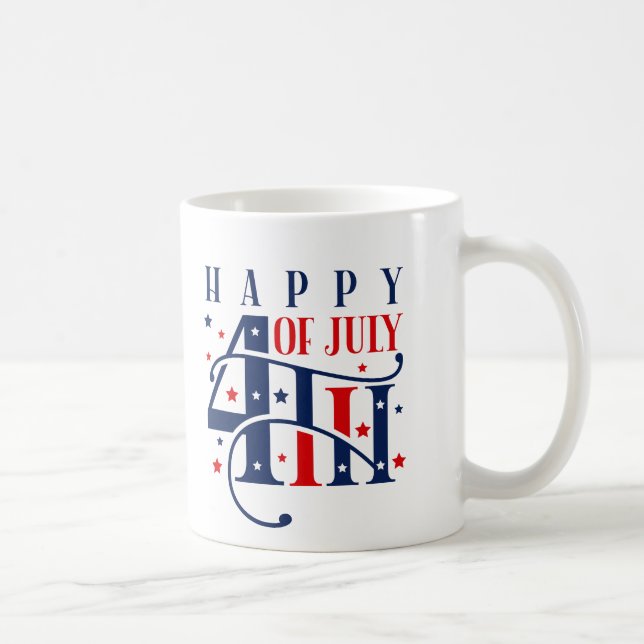 Mug Joyeux 4 juillet rouge blanc et bleu (Droite)