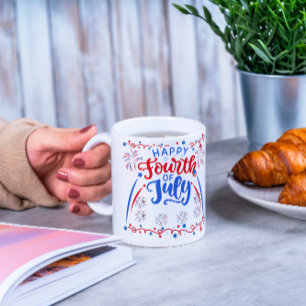 Mug Joyeux 4 juillet Rouge Bleu Et Blanc