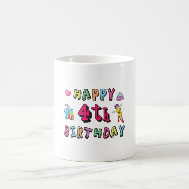Mug Joyeux 4e anniversaire de Birthday 4 year b-day wi (Centre)
